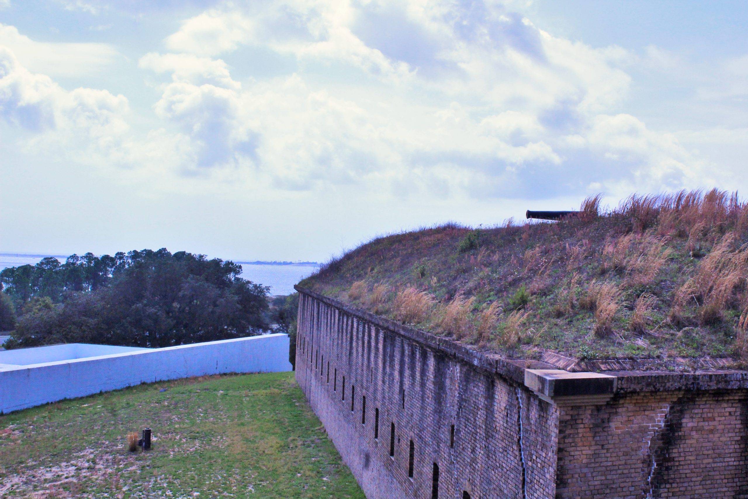 Hilltop view of Fort Barrancas and the Pensacola Bay
