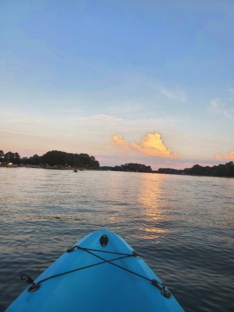 Sunset views of the Broad Bay from a kayak
