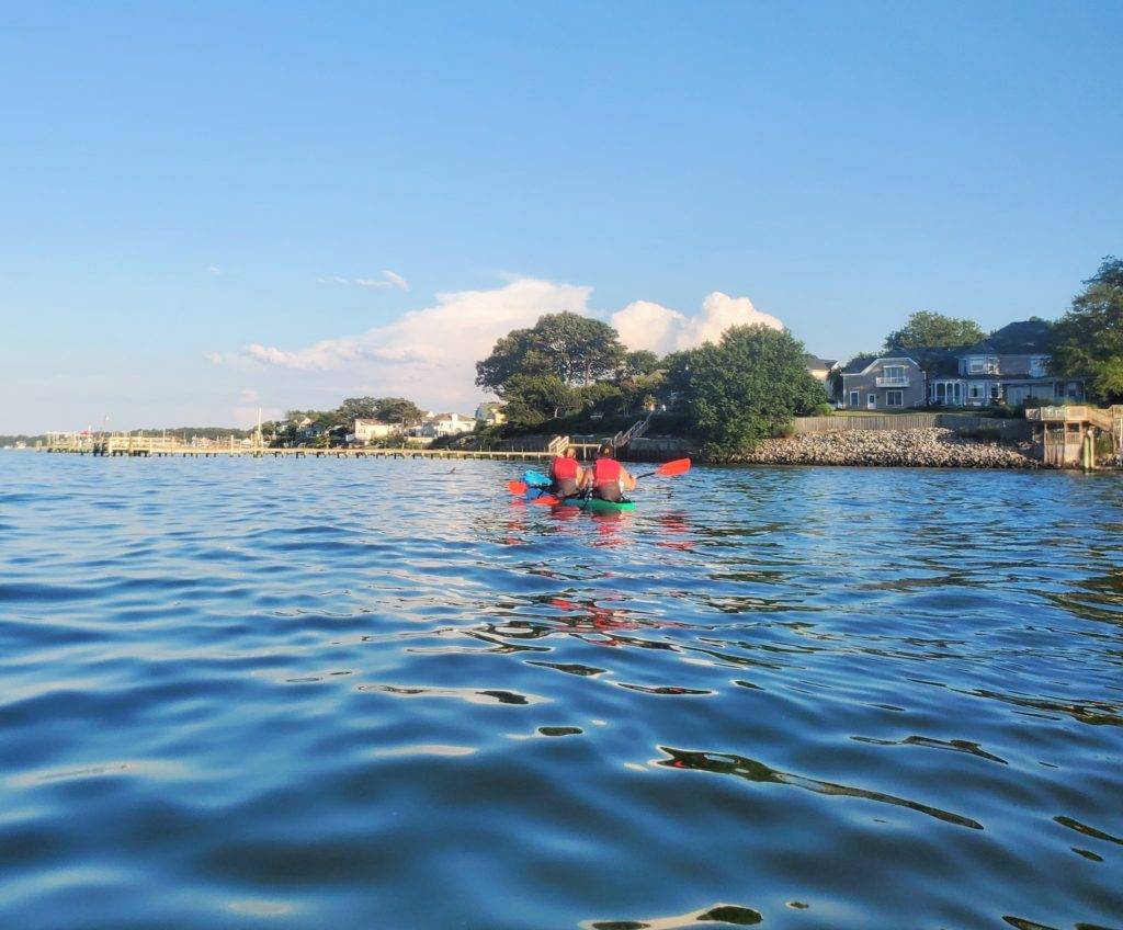 red kayak on the water