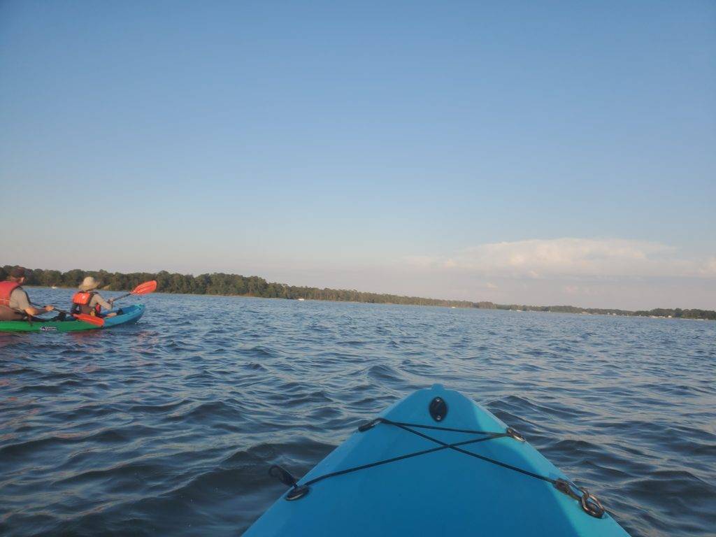 kayaking across the water