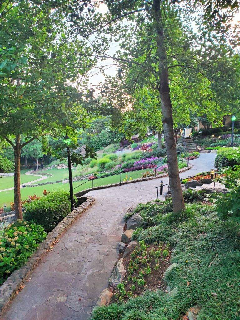 Stone path winding through a garden in Greenville