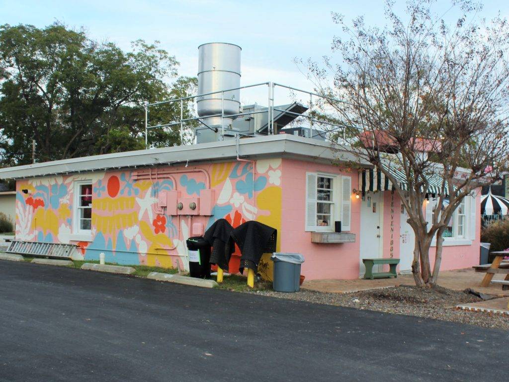 Pink Dinghy mural in in ViBe Creative District