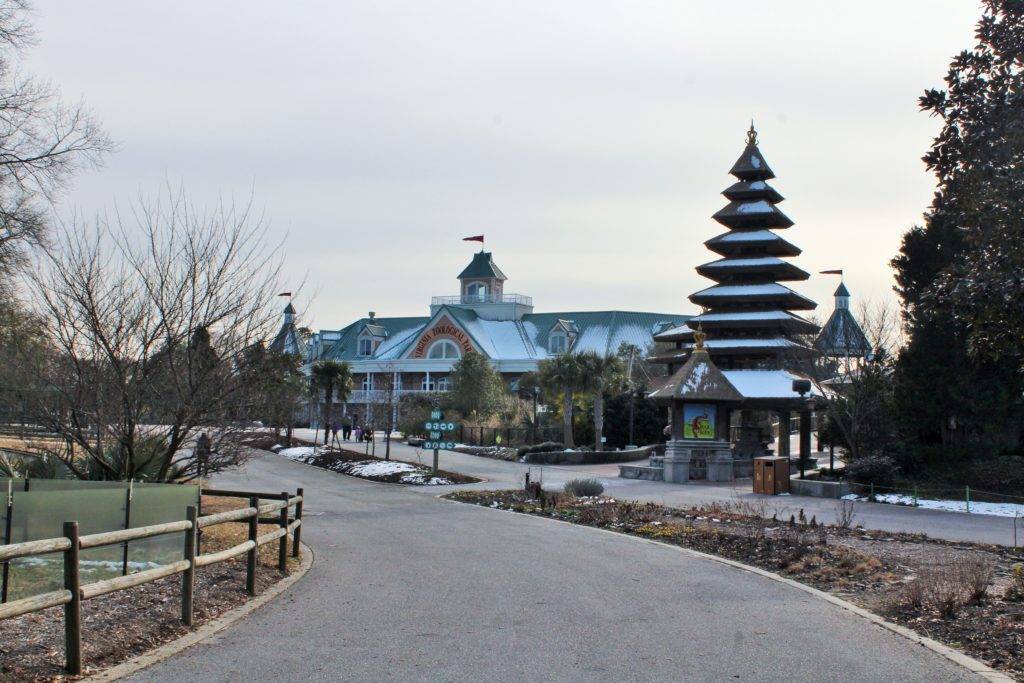 Snow-covered rooftops of the Virginia Zoo