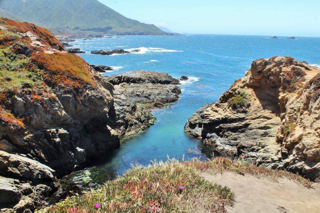 Colorful cliffs and blue ocean at Garrapata State Park, Hwy 1