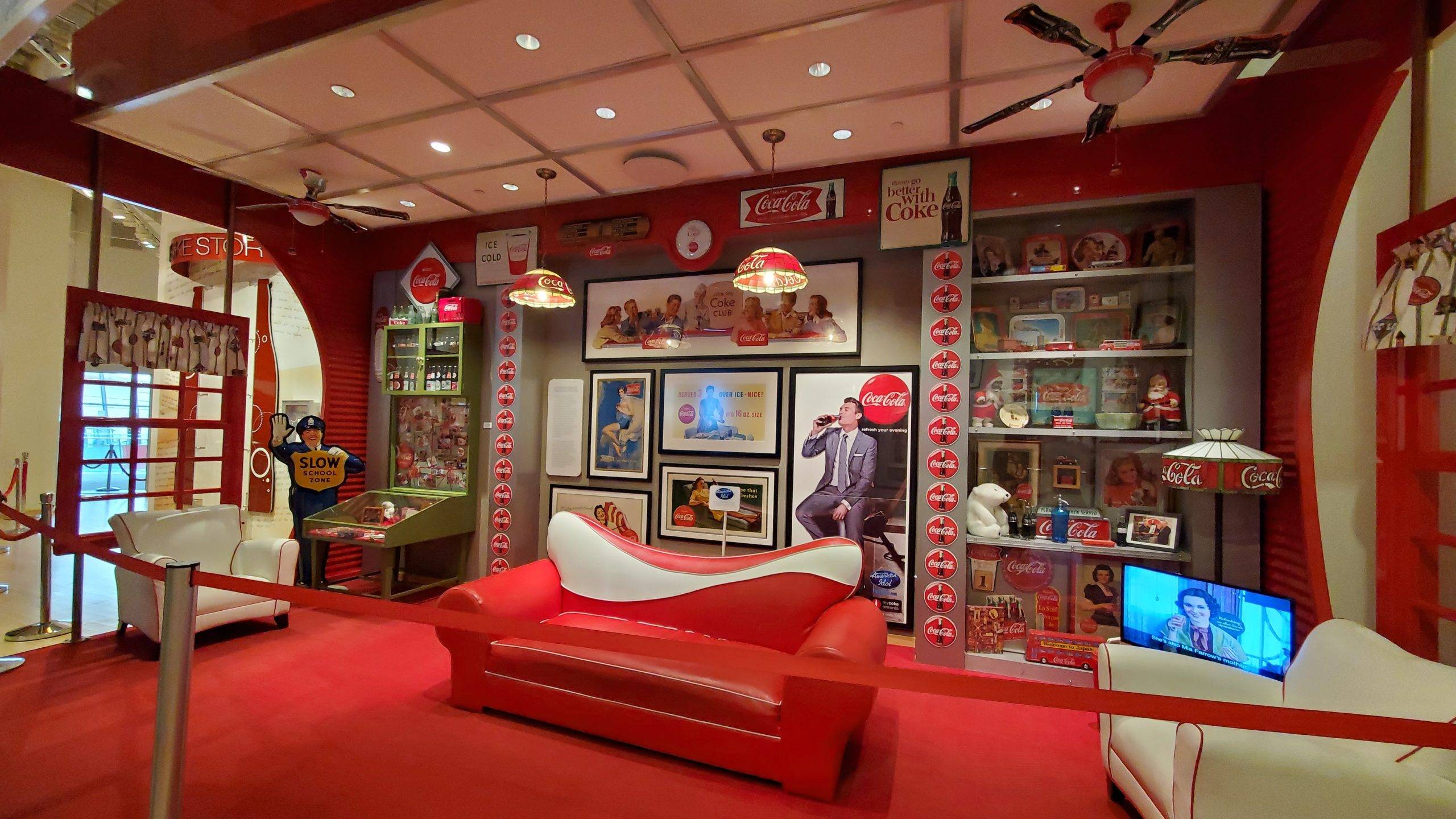 red and white furniture at world of coca-cola