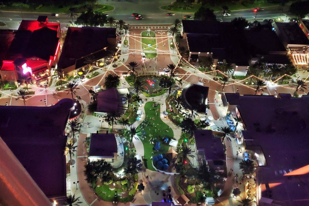 Sky view of Icon Park at night