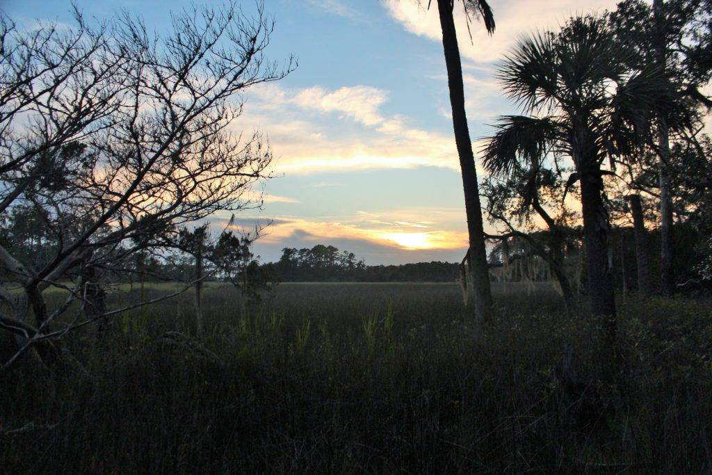 Sunset over marshlands and Skidaway Narrows