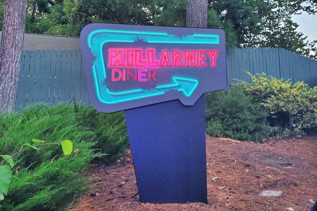 Howl-o-Screams Killarney Diner haunted house sign