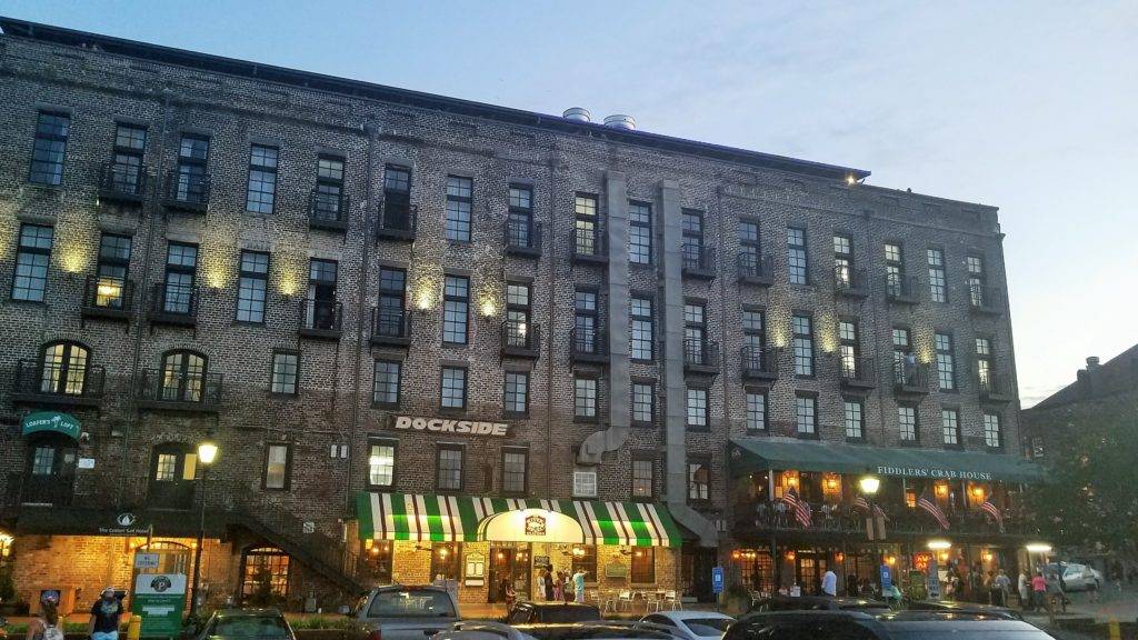 brick buildings on the riverside district in savannah, GA