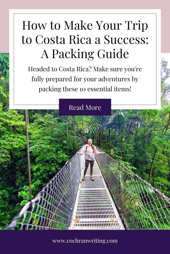 Pinterest pin for costa rica packing guide