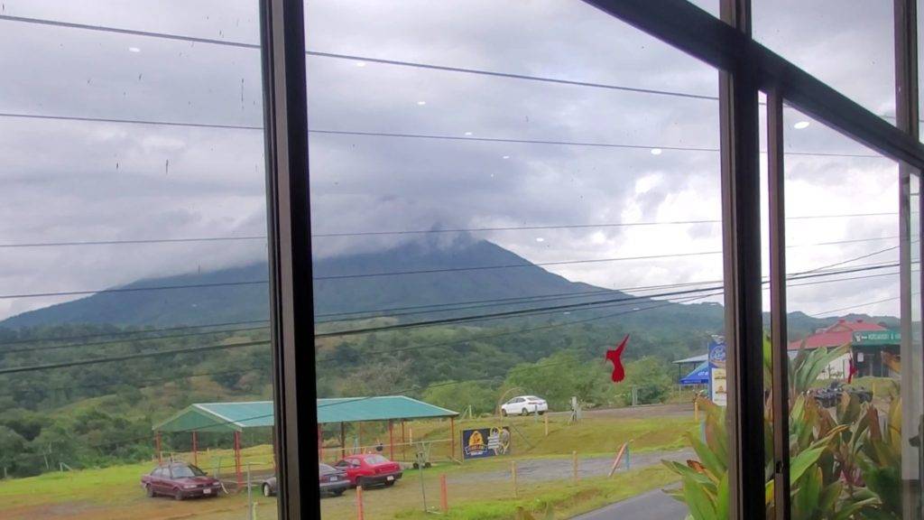 La Arenal volcano covered in fog