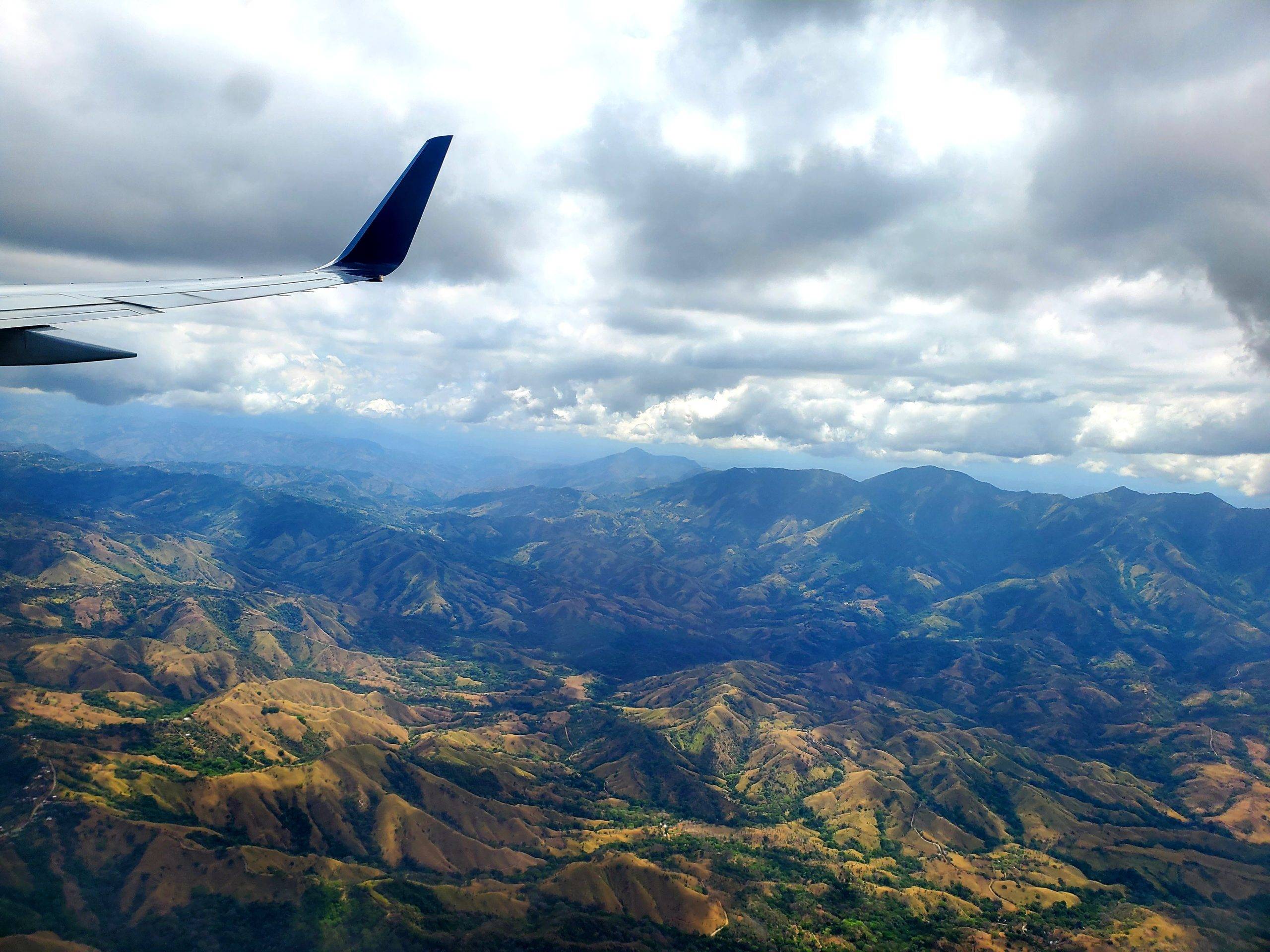 Airplane view of mountains in Costa Rica
