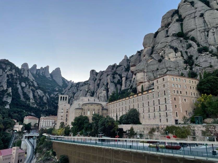 Sweeping view of Montserrat below the mountains