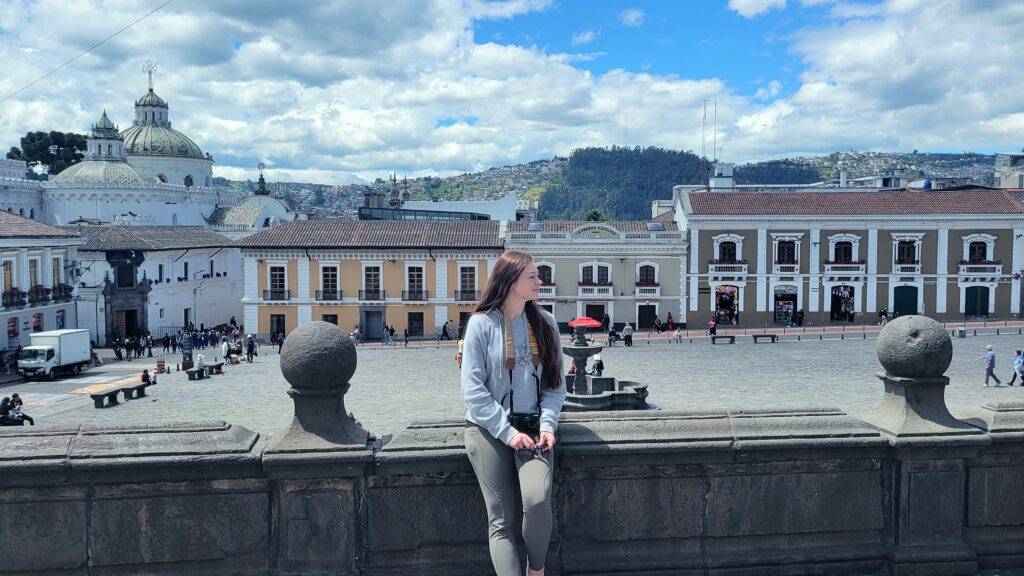 San Francisco Plaza on a cloudy day in Quito, Ecuador