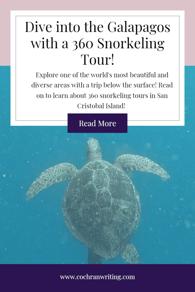 Pinterest pin for the 360 snorkeling tour in San Cristobal