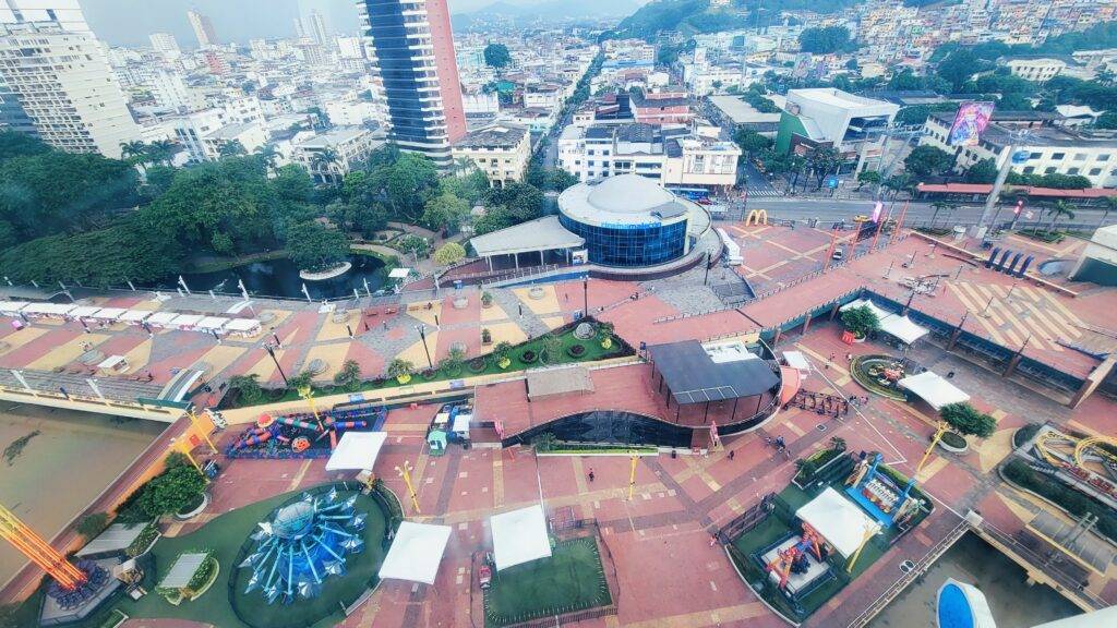 Aerial view of the Malecon 2000 and surrounding area