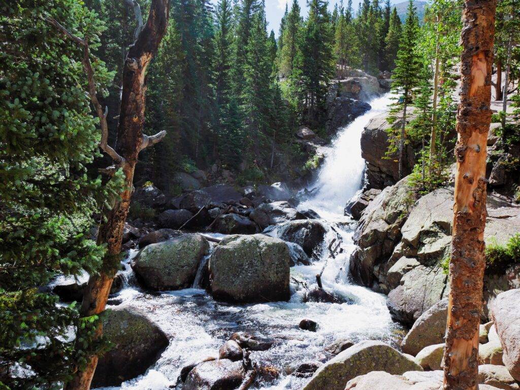 Large waterfall in an alpine setting