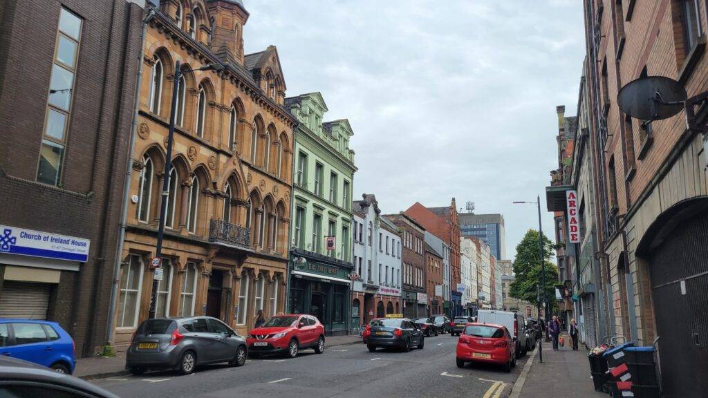 Busy street in Belfast, Northern Ireland