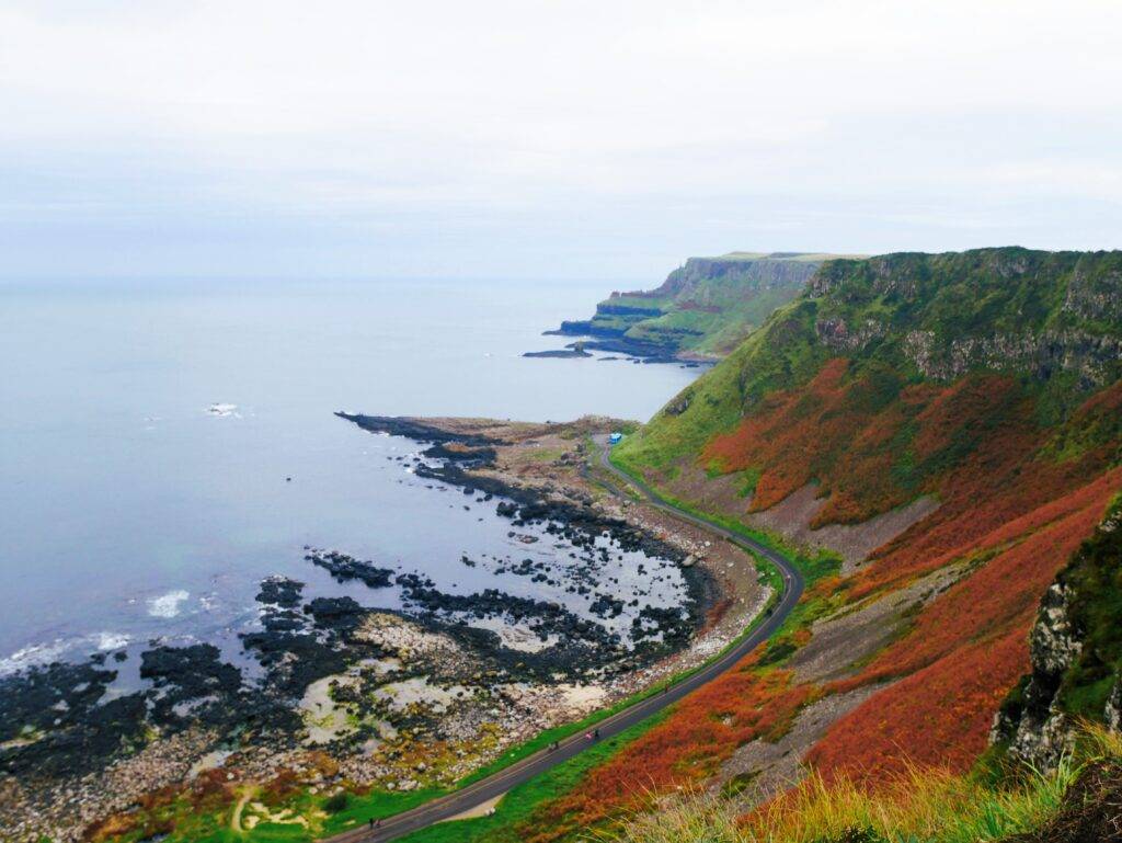 View of the Giant's Causeway from teh top of the cliffs