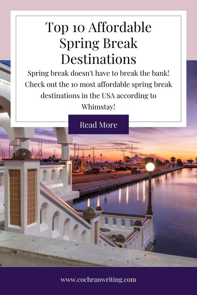 spring break destination pinterest pin featuring corpus christi