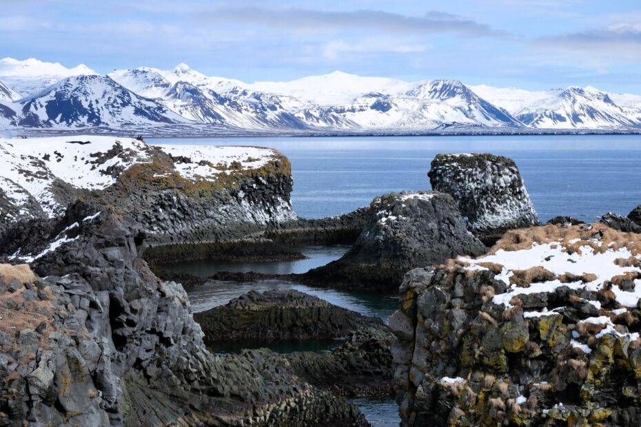 Coastline of Anarstapi village in Iceland's Snaeffelsnes Peninsula