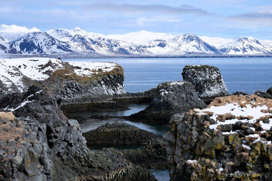 Coastline of Anarstapi village in Iceland's Snaeffelsnes Peninsula