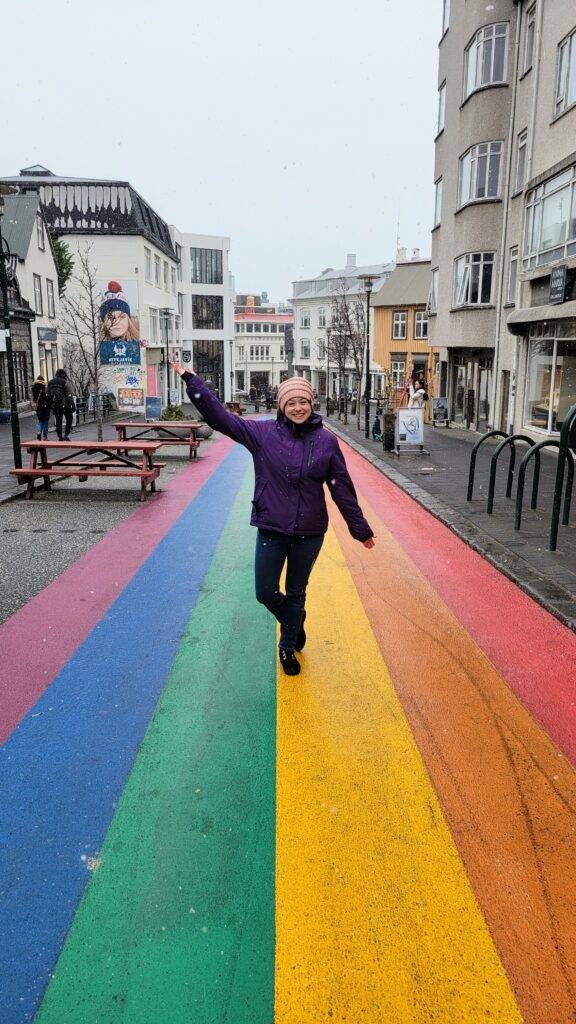 Rainbow street on Laugavegur Street Reyjkavik Iceland