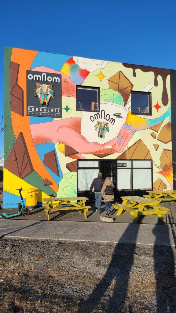 Exterior of omnom chocolate shop in Reykjavik, Iceland