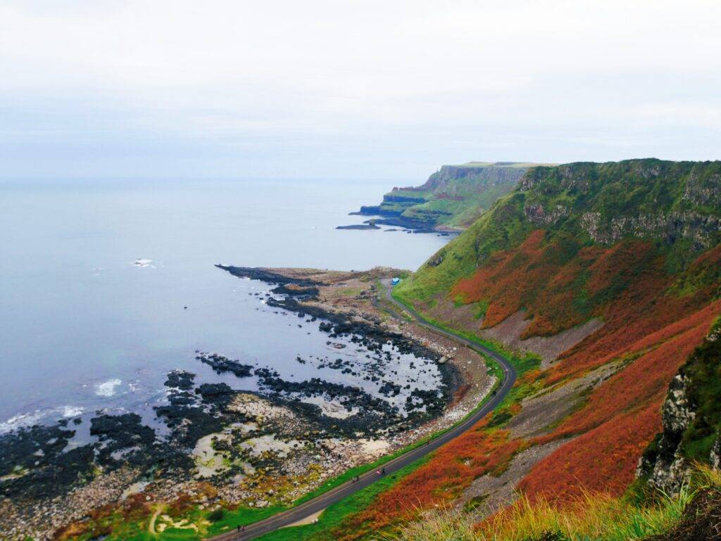 Cliff top view of the Giants Causeway