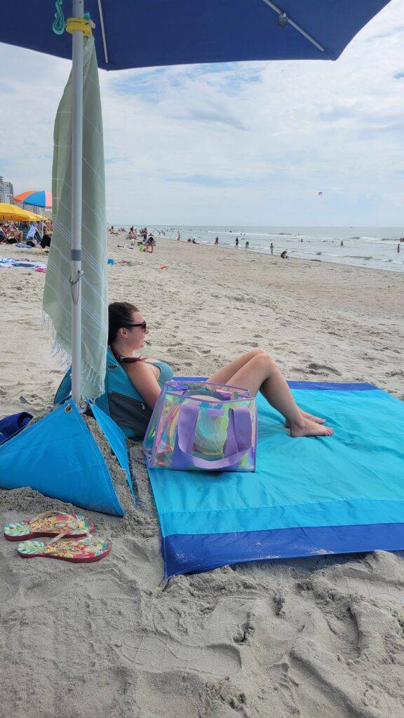 Collection of beach essentials