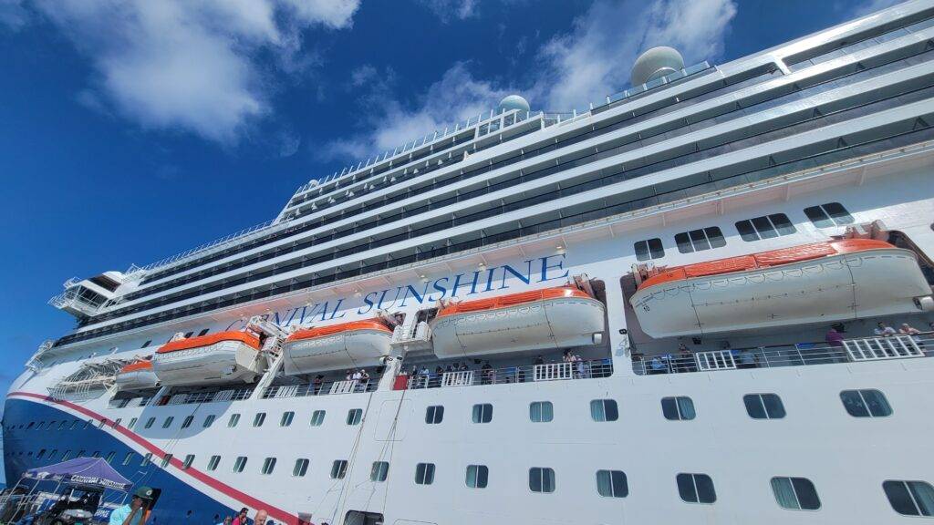 The Carnival Sunshine docked in Bimini, Bahamas