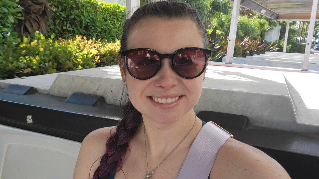 girl on a tram in Bimini